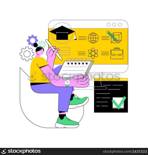 Course enrollment abstract concept vector illustration. Enroll in a course, apply for degree program, add to study plan, online enrollment system, registration form, new student abstract metaphor.. Course enrollment abstract concept vector illustration.