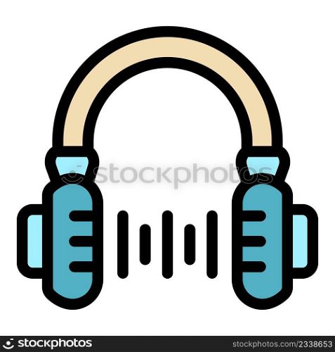 Course headphones icon. Outline course headphones vector icon color flat isolated. Course headphones icon color outline vector