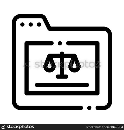 Court Folder Law And Judgement Icon Vector Thin Line. Contour Illustration. Court Folder Law And Judgement Icon Vector Illustration