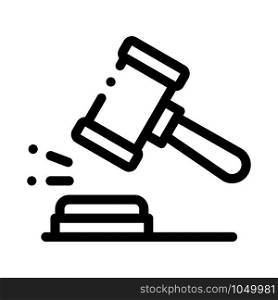 Court Gavel Law And Judgement Icon Vector Thin Line. Contour Illustration. Court Gavel Law And Judgement Icon Vector Illustration