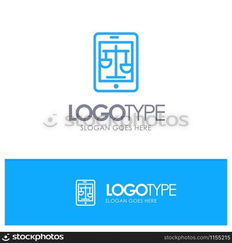 Court, Internet, Law, Legal, Online Blue outLine Logo with place for tagline