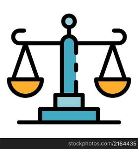 Court justice balance icon. Outline court justice balance vector icon color flat isolated. Court justice balance icon color outline vector