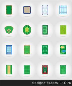 court playground stadium and field for sports games flat icons vector illustration isolated on background