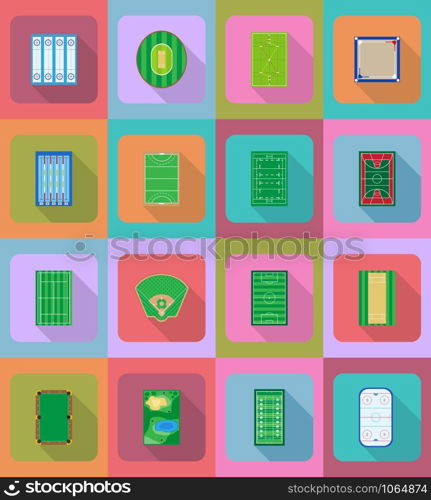 court playground stadium and field for sports games flat icons vector illustration isolated on background