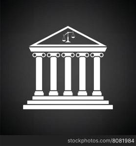 Courthouse icon. Black background with white. Vector illustration.