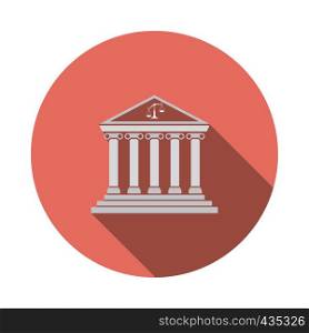 Courthouse icon. Flat Design Circle With Long Shadow. Vector Illustration.