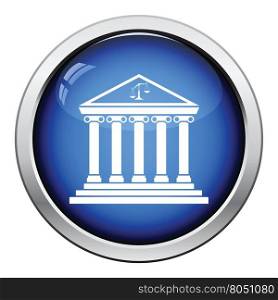 Courthouse icon. Glossy button design. Vector illustration.