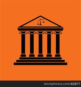Courthouse icon. Orange background with black. Vector illustration.