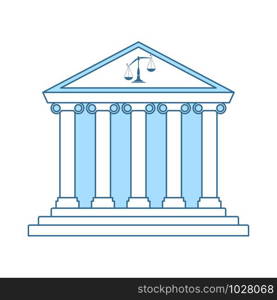 Courthouse Icon. Thin Line With Blue Fill Design. Vector Illustration.