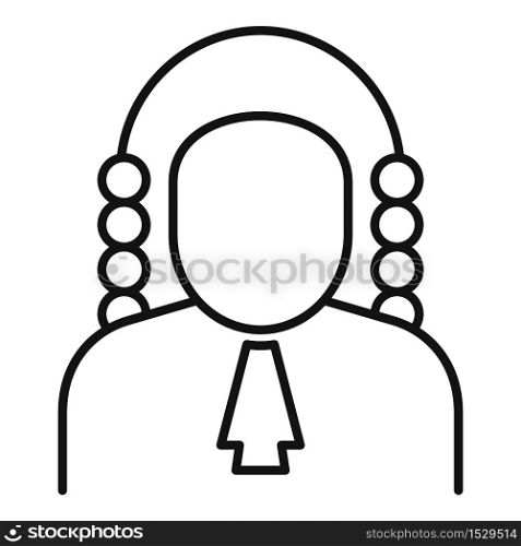 Courthouse judge icon. Outline courthouse judge vector icon for web design isolated on white background. Courthouse judge icon, outline style