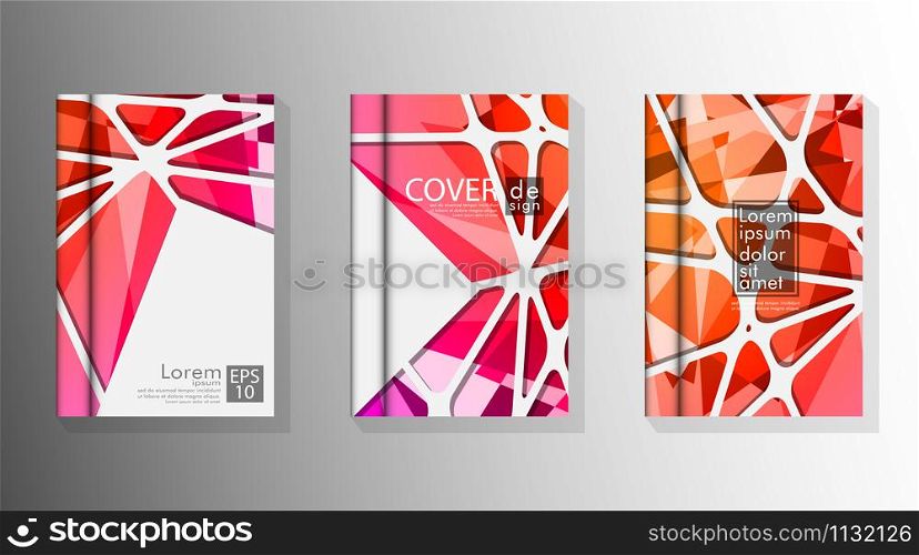 Cover book with a geometric design background. Valid for annuals, placards, leaflets, poster designs, etc. Eps10 vector template
