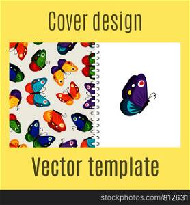 Cover design for print with butterflies pattern. Vector illustration. Cover design with butterflies pattern