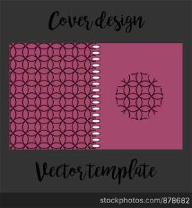 Cover design for print with pink japanese pattern, vector illustration. Cover design with pink japanese pattern