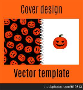 Cover design for print with pumpkin autumn harvest pattern. Vector illustration. Cover design with pumpkin harvest pattern