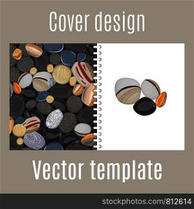 Cover design for print with river stones pattern. Vector illustration. Cover design with river stones pattern