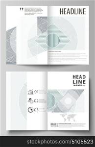 Cover design template, abstract vector layout in A4 size. Minimalistic background with lines. Gray geometric shapes, simple pattern. Business templates for bi fold brochure, magazine, flyer, booklet.. Business templates for bi fold brochure, magazine, flyer, booklet or annual report. Cover design template, easy editable vector, abstract flat layout in A4 size. Minimalistic background with lines. Gray color geometric shapes forming simple beautiful pattern.