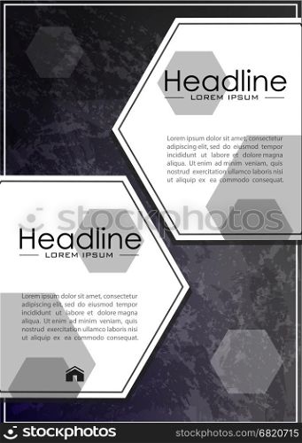 Cover design template. Book design on metal background. Good for conference, journal, flyer, banner, web. Vector.