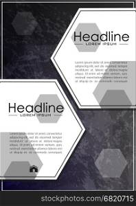 Cover design template. Book design on metal background. Good for conference, journal, flyer, banner, web. Vector.