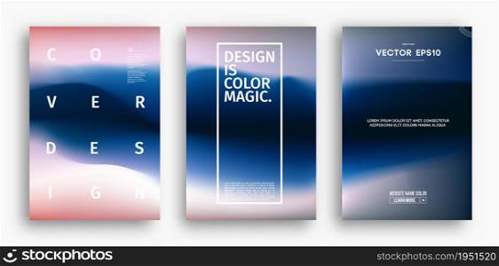 Cover design template with blue gradient. Wave vector illustration. Gradient mesh poster abstract background.. Cover design template with blue gradient. Wave vector illustration. Gradient mesh poster abstract background. Fluid banner design.
