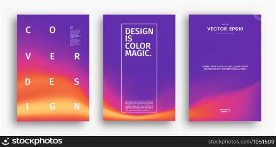 Cover design template with yellow red orange blue purple gradient. Wave vector illustration. Gradient mesh poster abstract background.. Cover design template with yellow red purple gradient. Wave vector illustration. Gradient mesh poster abstract background. Fluid banner design.