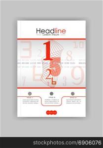 Cover design with numbers. Good for annual report, conference, journal, book, banner, flyer, business report. Vector. A4.