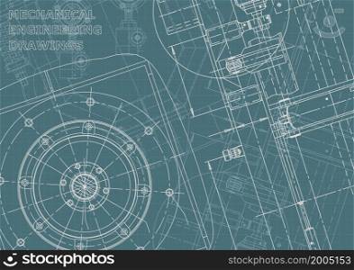 Cover, flyer. Vector engineering illustration. Blueprint, banner, background. Instrument-making drawings. Mechanical engineering drawing Technical Corporate Identity. Blueprint, background. Instrument-making Corporate Identity