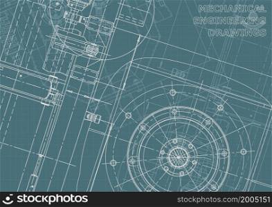 Cover, flyer. Vector engineering illustration. Blueprint, banner, background Instrument-making drawings Mechanical Corporate Identity. Blueprint, background. Instrument-making Corporate Identity