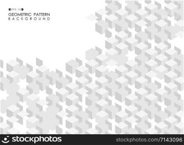 Cover of white gray geometric cube pattern data background, vector eps10