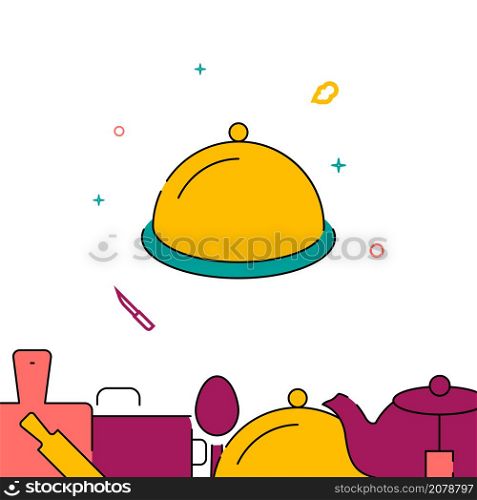 Covered dish under the lid filled line vector icon, simple illustration, related bottom border.. Covered dish under the lid filled line icon, simple vector illustration