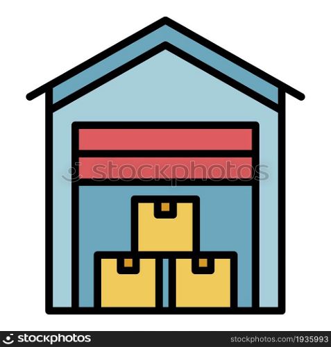 Covered export warehouse icon. Outline covered export warehouse vector icon color flat isolated. Covered export warehouse icon color outline vector
