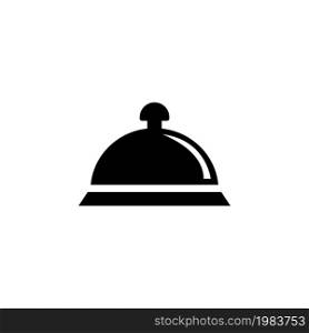 Covered Food, Dish Tray. Flat Vector Icon illustration. Simple black symbol on white background. Covered Food, Dish Tray sign design template for web and mobile UI element. Covered Food, Dish Tray Flat Vector Icon