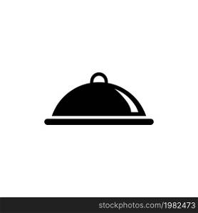 Covered Food, Meal Tray. Flat Vector Icon illustration. Simple black symbol on white background. Covered Food, Meal Tray sign design template for web and mobile UI element. Covered Food, Meal Tray Flat Vector Icon