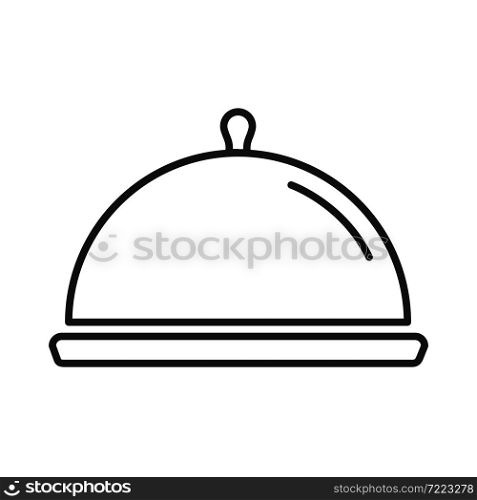 Covered food tray line icon service black silhouette vector illustration isolated on white background. Covered food tray line icon service black silhouette vector illustration isolated on white