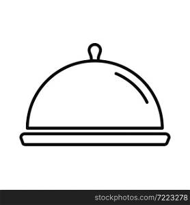 Covered food tray line icon service black silhouette vector illustration isolated on white background. Covered food tray line icon service black silhouette vector illustration isolated on white