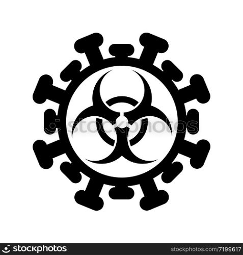 Covid-19 biohazard alert, healthcare warning coronavirus bio hazardous sign isolated on white background.