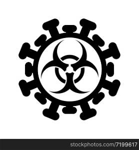 Covid-19 biohazard alert, healthcare warning coronavirus bio hazardous sign isolated on white background.