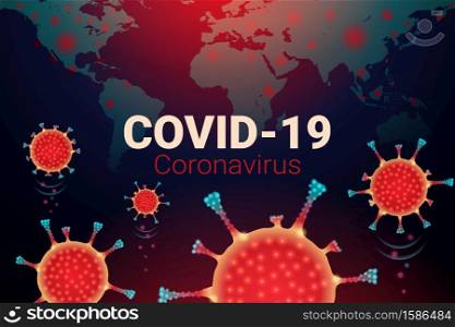 Covid-19 Coronavirus concept, Invasion of germs and viruses that are spread throughout the world, Elements of this image furnished by NASA