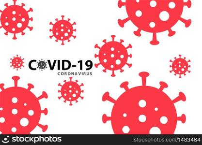 Covid-19 coronavirus pandemic outbreak banner. Red virus on white background. Stay at home quarantine concept. Health care and medical vector.