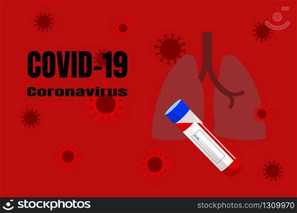 Covid 19,Coronavirus vector on red background and there are logo virus and text.