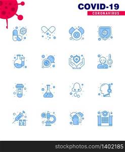 Covid-19 icon set for infographic 16 Blue pack such as chemical, disease, medicines, bacteria, water viral coronavirus 2019-nov disease Vector Design Elements