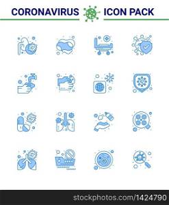 Covid-19 icon set for infographic 16 Blue pack such as medical, safe, strature, protection, bacteria viral coronavirus 2019-nov disease Vector Design Elements