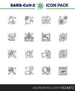 Covid-19 icon set for infographic 16 Line pack such as hygiene, infected, virus, virus, worldwide viral coronavirus 2019-nov disease Vector Design Elements