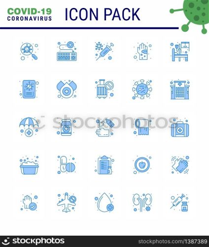 Covid-19 icon set for infographic 25 Blue pack such as hygiene, germ, survice, dirty, virus viral coronavirus 2019-nov disease Vector Design Elements