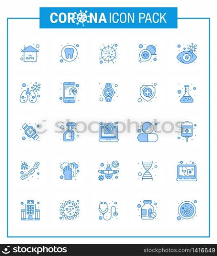 Covid-19 icon set for infographic 25 Blue pack such as support, medical, flu, communication, virus viral coronavirus 2019-nov disease Vector Design Elements