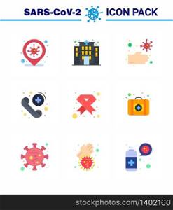 Covid-19 icon set for infographic 9 Flat Color pack such as hiv, aids, dirty, care, emergency viral coronavirus 2019-nov disease Vector Design Elements
