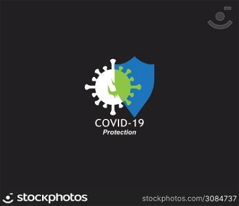 COVID -19 logo vector template illustration on black background