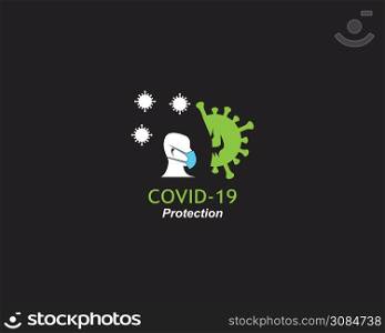 COVID -19 logo vector template illustration on black background