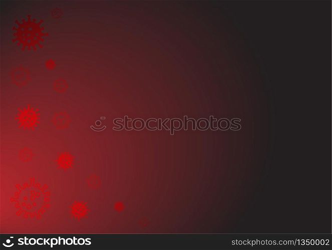 Covid-19 or Corona Virus in Red Gradient Background with Blank Copyspace