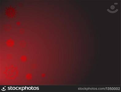 Covid-19 or Corona Virus in Red Gradient Background with Blank Copyspace