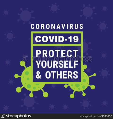 Covid 19 Poster with virus icon on background. Vector COVID-19 Awareness Poster